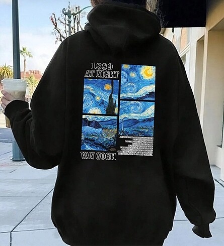 l Beden çeşitli Renk 5 farklı renk seçeneği ile vangogh baskılı oversize sweatshirt