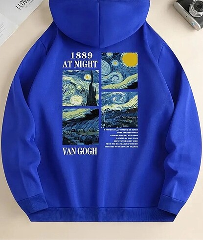 l Beden 5 farklı renk seçeneği ile vangogh baskılı oversize sweatshirt