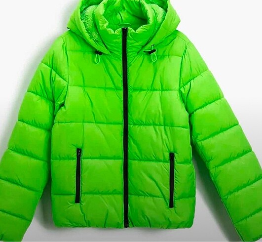 Şişme mont dik yaka içi polarlı