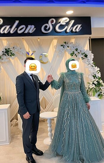 l Beden yeşil Renk Nefti Yeşili Tesettür Nişanlık