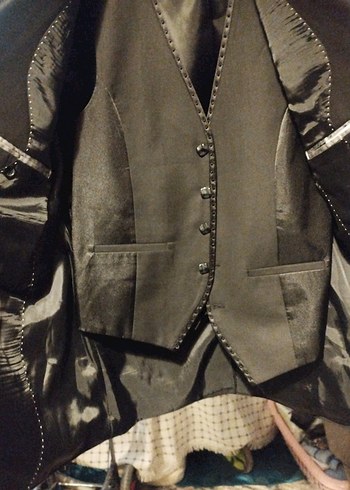 Erkek Siyah Düğmeli Ceket, Notch Yaka, Regular Fit - Damatlık - Görsel 4