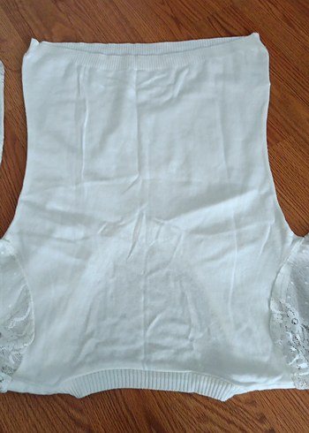 V Yaka Beyaz Kadın Kazak - Görsel 4