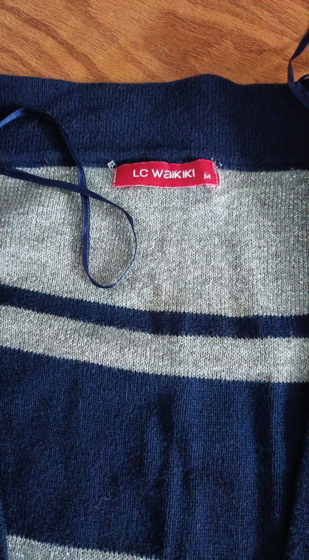 Kadın Mavi Gri Çizgili yelek - Görsel 2