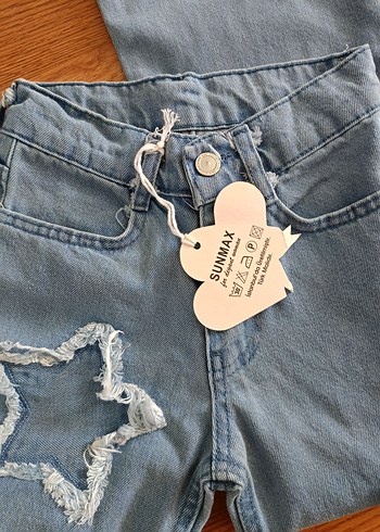 9 Yaş Beden Yıldız Desenli Mavi Denim Pantolon