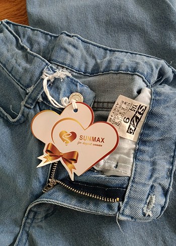 9 Yaş Beden mavi Renk Yıldız Desenli Mavi Denim Pantolon