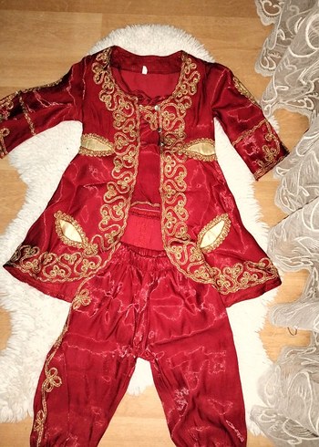 Bordo Nakışlı Çocuk Klasik Kostüm