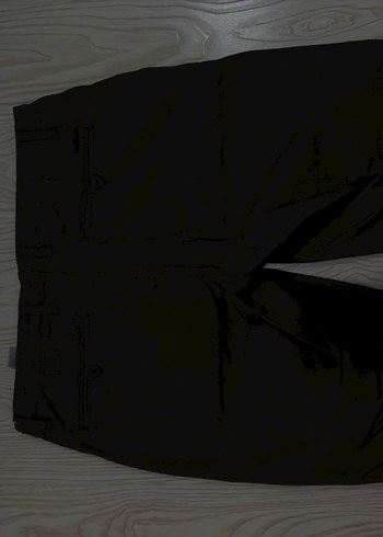 LOFT Siyah Keten Regular Fit Midi Şort - Görsel 3