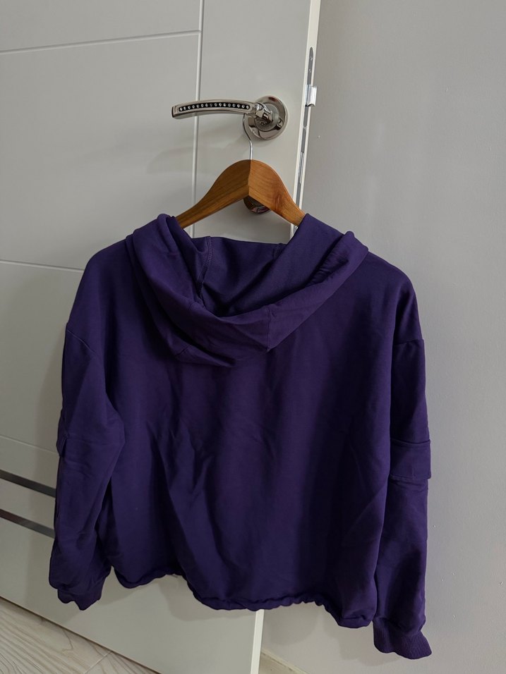 Trendyol Mor Kapüşonlu Salaş Sweatshirt - Görsel 3