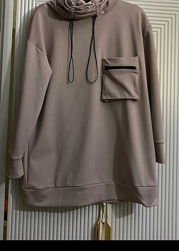 tunik Yüksek Yakalı Fermuarlı Kadın Sweatshirt