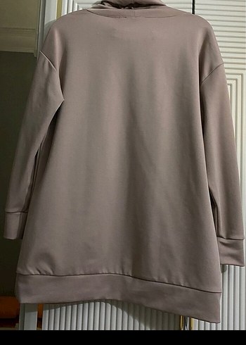 l Beden tunik Yüksek Yakalı Fermuarlı Kadın Sweatshirt
