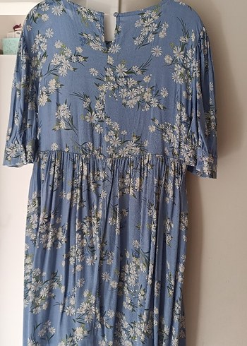 Mavi Çiçekli Uzun Hamile Elbisesi - Görsel 3