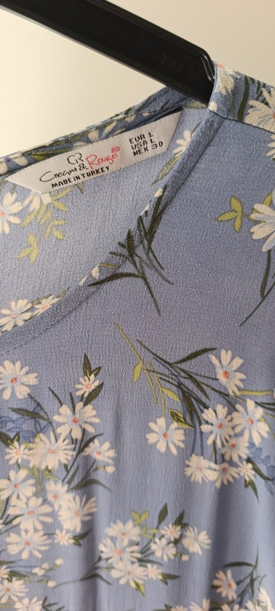 Mavi Çiçekli Uzun Hamile Elbisesi - Görsel 4