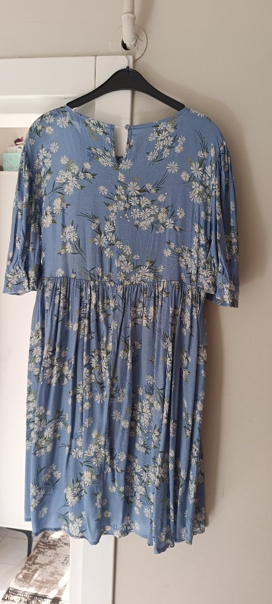 Mavi Çiçekli Uzun Hamile Elbisesi - Görsel 3