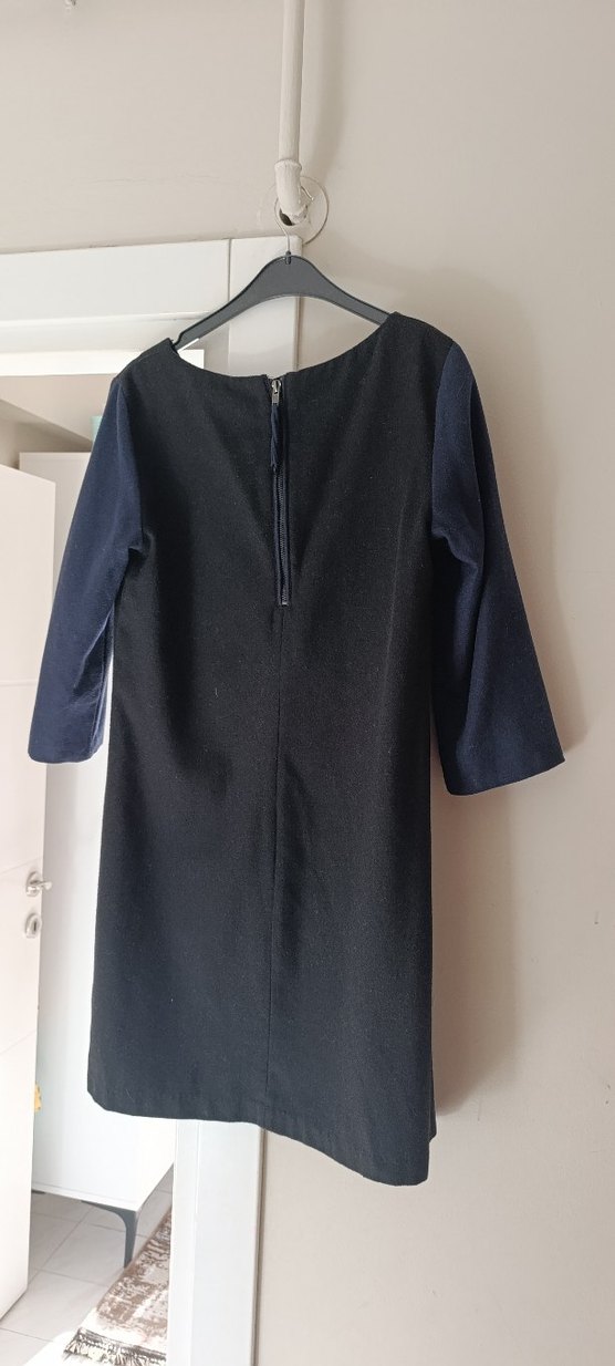 Siyah Midi Rahat Kesim Elbise - Görsel 3