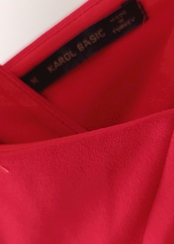 Kırmızı V Yakalı Uzun Abiye Elbise - Görsel 7