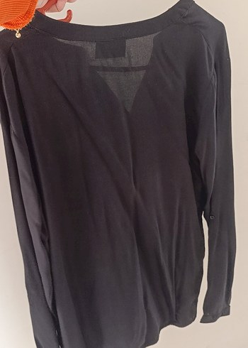 Siyah V Yaka Uzun Kollu Kadın Gömlek - Görsel 5