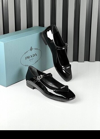 39 Beden siyah Renk Prada Babet Prada Leather Ballerinas New (Deri- Rugan)