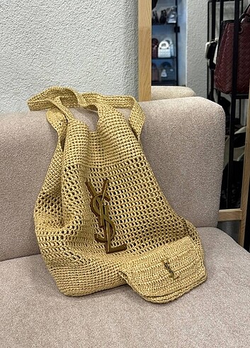 ICARE IN RAFFIA NATUREL AND BROWN GOLD