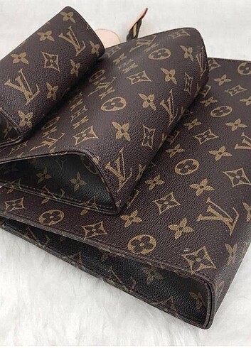  Beden kahverengi Renk Louis Vuitton Toiletry Pouch 26, 19, ve 15 cm 3lü set