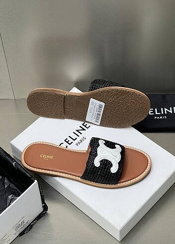 39 Beden camel Renk CELINE LYMPIA MULE IN RAFFIA