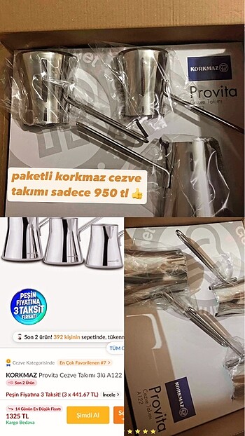 Korkmaz cezve seti
