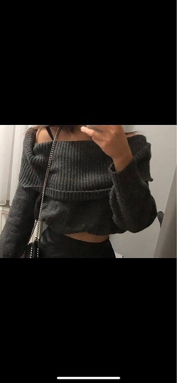 H&M Kazak gri v yaka uzun
