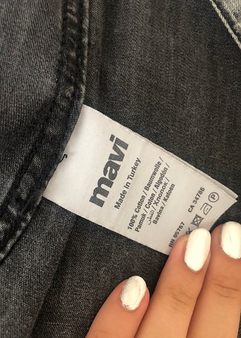 s Beden gri Renk Gri Denim Kadın Gömlek mavinin orijinal