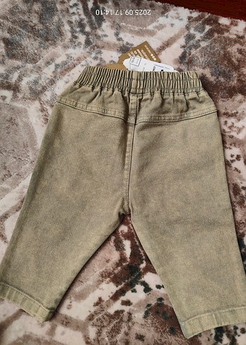 Erkek Çocuk Haki Batik Desenli Bol Kesim Kot Pantolon