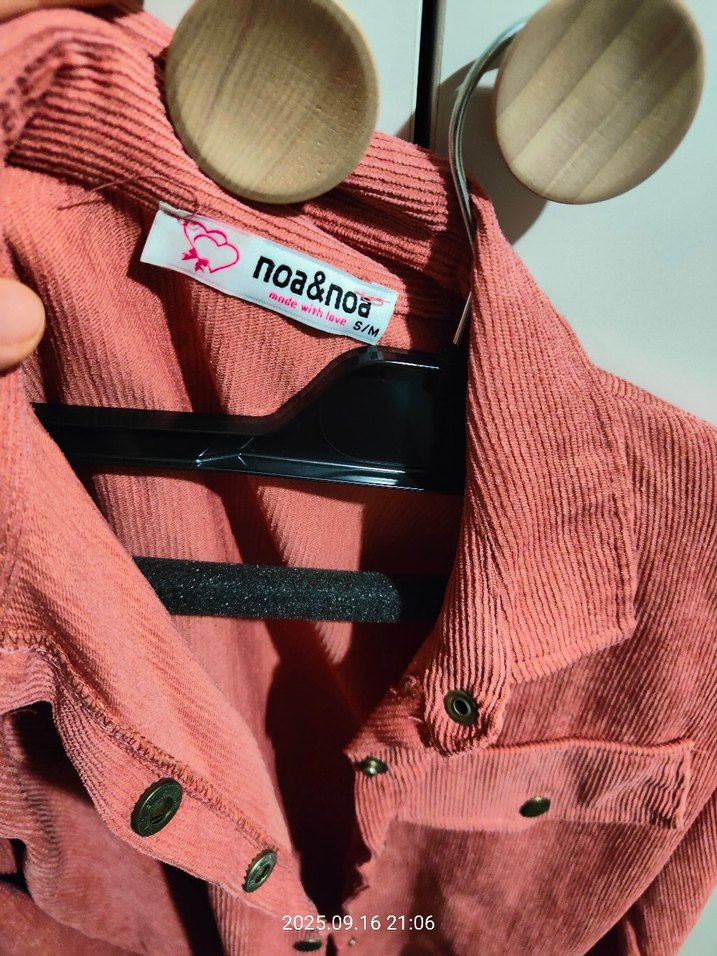 Pembe fitilli kadife gömlek S-M - Görsel 2