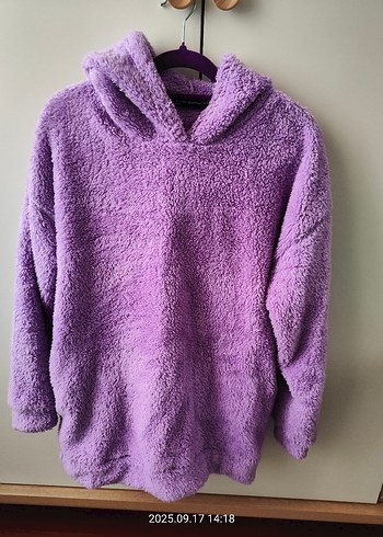 Mor peluş sweat M beden
