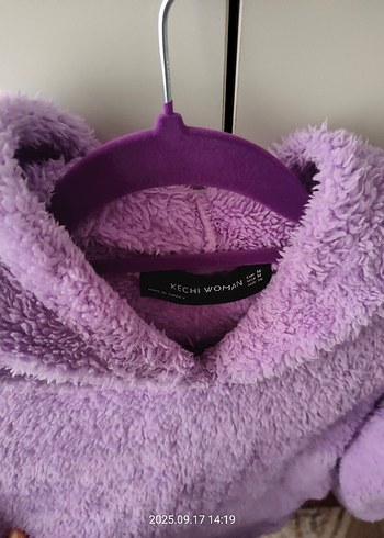 Mor peluş sweat M beden