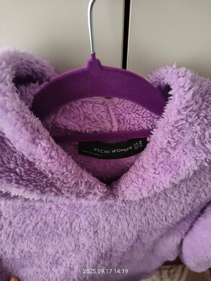 Mor peluş sweat M beden - Görsel 2