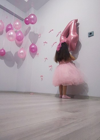 Kız Çocuk Pembe Fırfırlı Elbise - Görsel 3