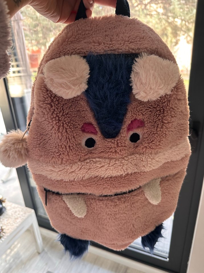 Zara Girls Peluş Pembe Çocuk Sırt Çantası - Görsel 4