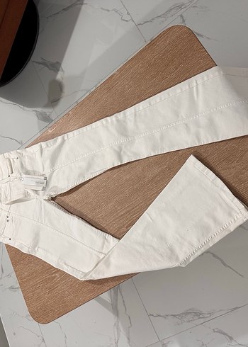 Beyaz Midi Boy Regular Fit Kadın Kot Pantolon - Görsel 3