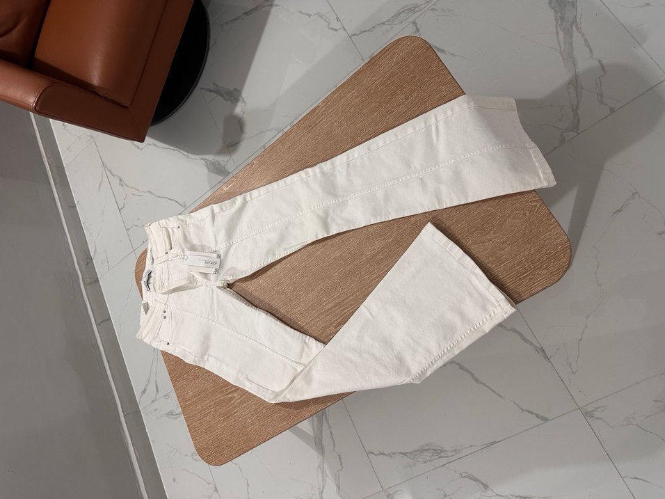 Beyaz Midi Boy Regular Fit Kadın Kot Pantolon - Görsel 3