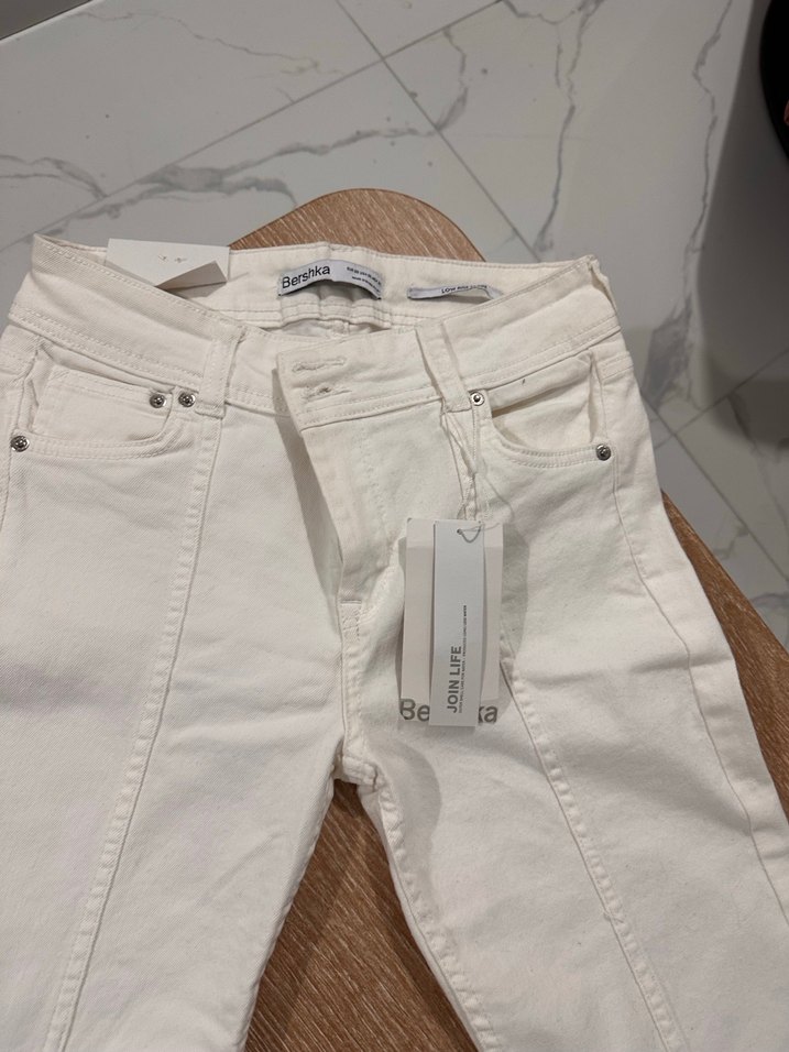 Beyaz Midi Boy Regular Fit Kadın Kot Pantolon - Görsel 2