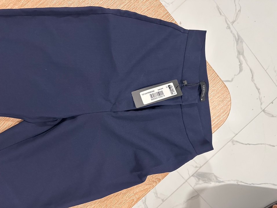 Lacivert Kadın Midi Kumaş Pantolon - Görsel 2