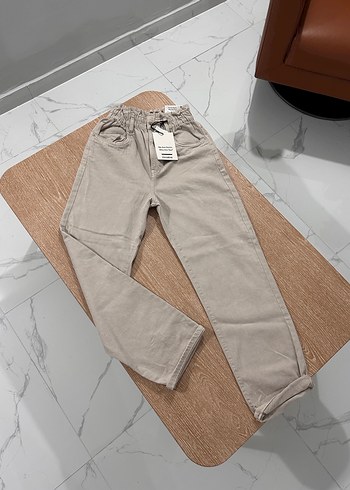 Bej Kadın Midi Boy Pamuklu Jean - Görsel 2