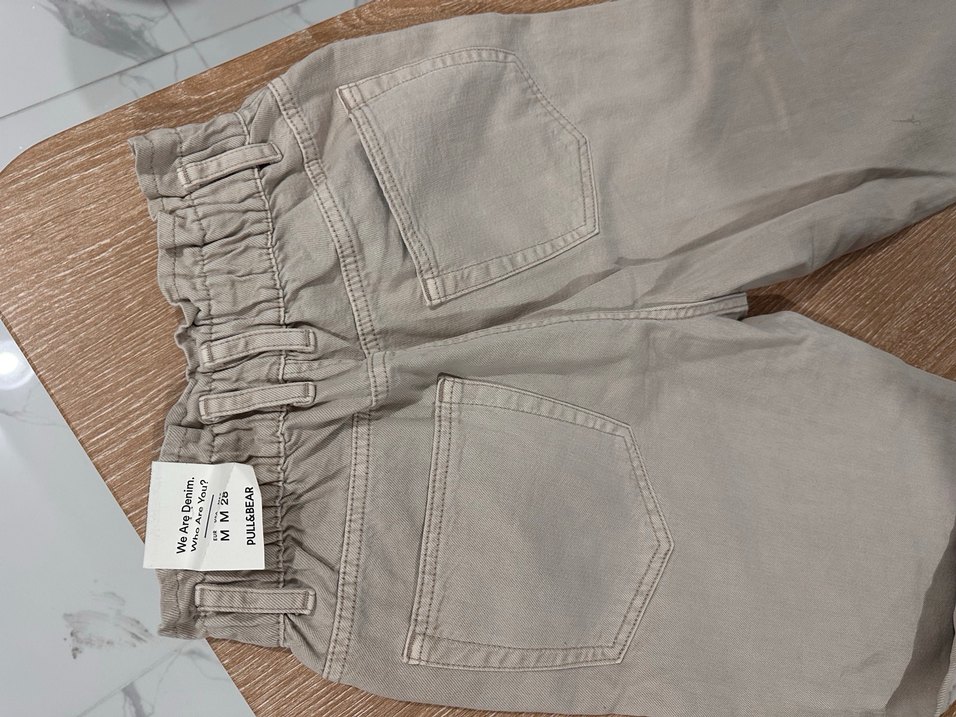 Bej Kadın Midi Boy Pamuklu Jean - Görsel 3