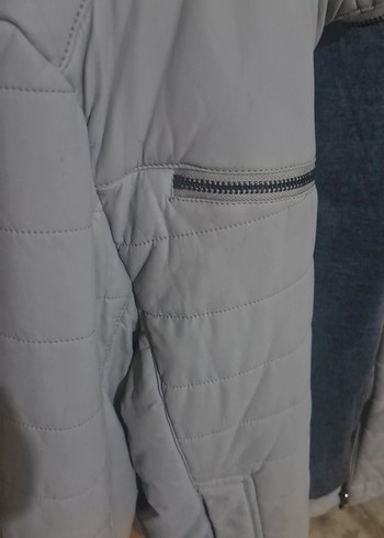 Gri Erkek Midi Mont Fermuarlı Cepli - Görsel 2