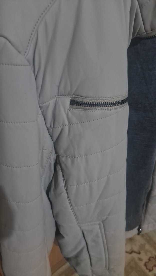 Gri Erkek Midi Mont Fermuarlı Cepli - Görsel 2