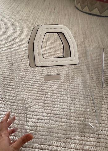 Şeffaf Gri Beyaz Kadın El Çantası - Görsel 3