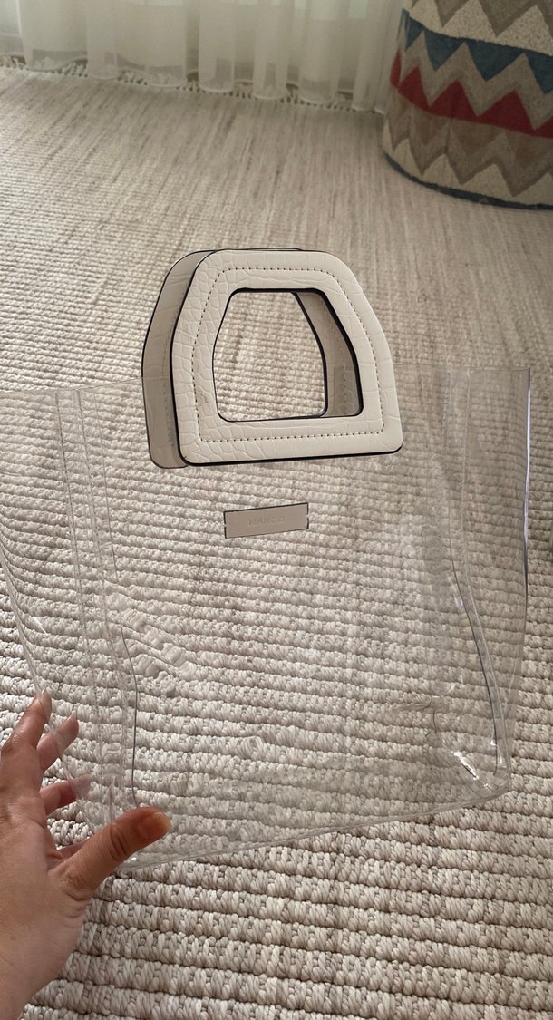 Şeffaf Gri Beyaz Kadın El Çantası - Görsel 3