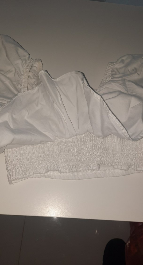 Kız Çocuk Beyaz  Fırfırlı krop - Görsel 4