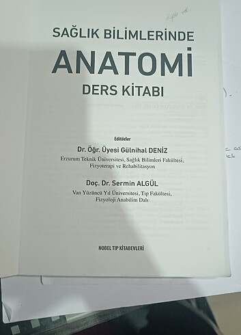 Sağlık Bilimleri fakültesi için anatomi çalışma kitabı