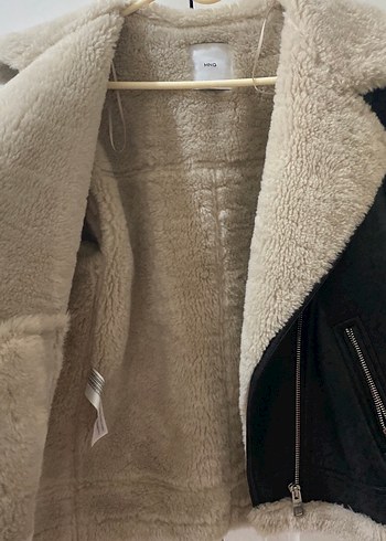 Kürk Detaylı Bej Deri Biker Ceket - Görsel 4