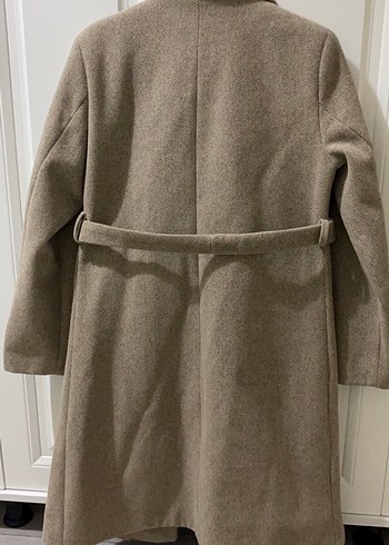 Kemerli Bej Kadın Midi Kaban - Görsel 2