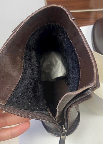 Kahverengi Deri Kadın Topuklu Bot - Görsel 5