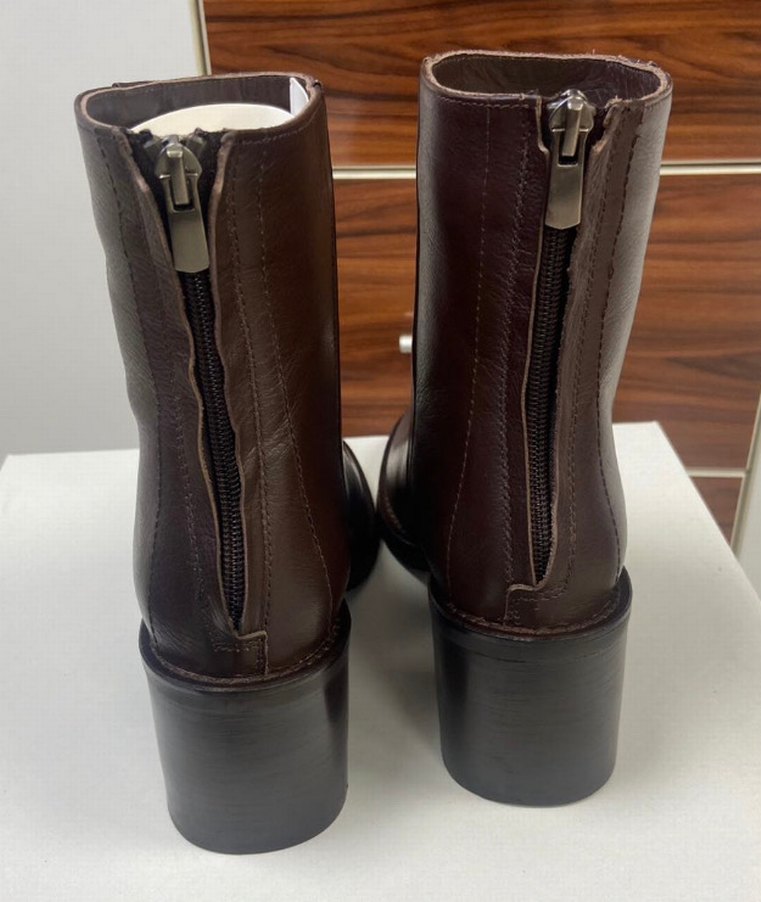 Kahverengi Deri Kadın Topuklu Bot - Görsel 4